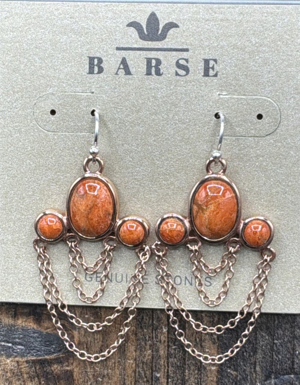 Barse Embellished Earrings- Sponge Coral- Copper- NWT